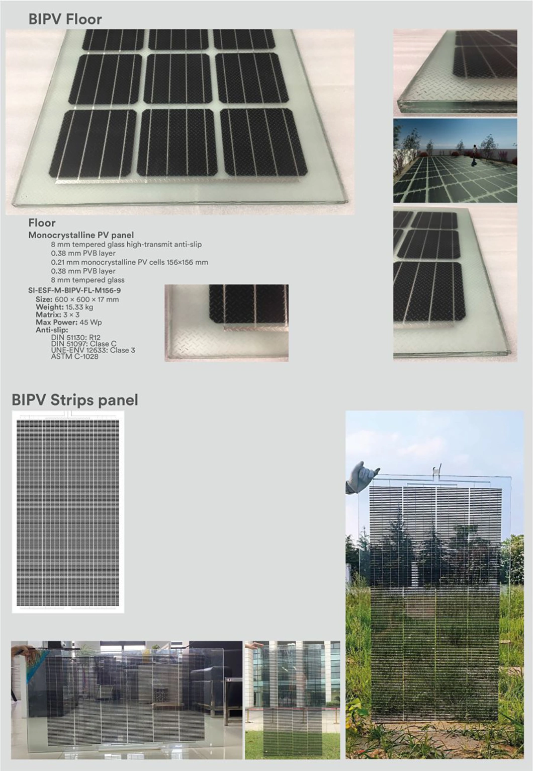 Double Glass Transparent BIPV 280W 330W 460W 550W Solar Panel