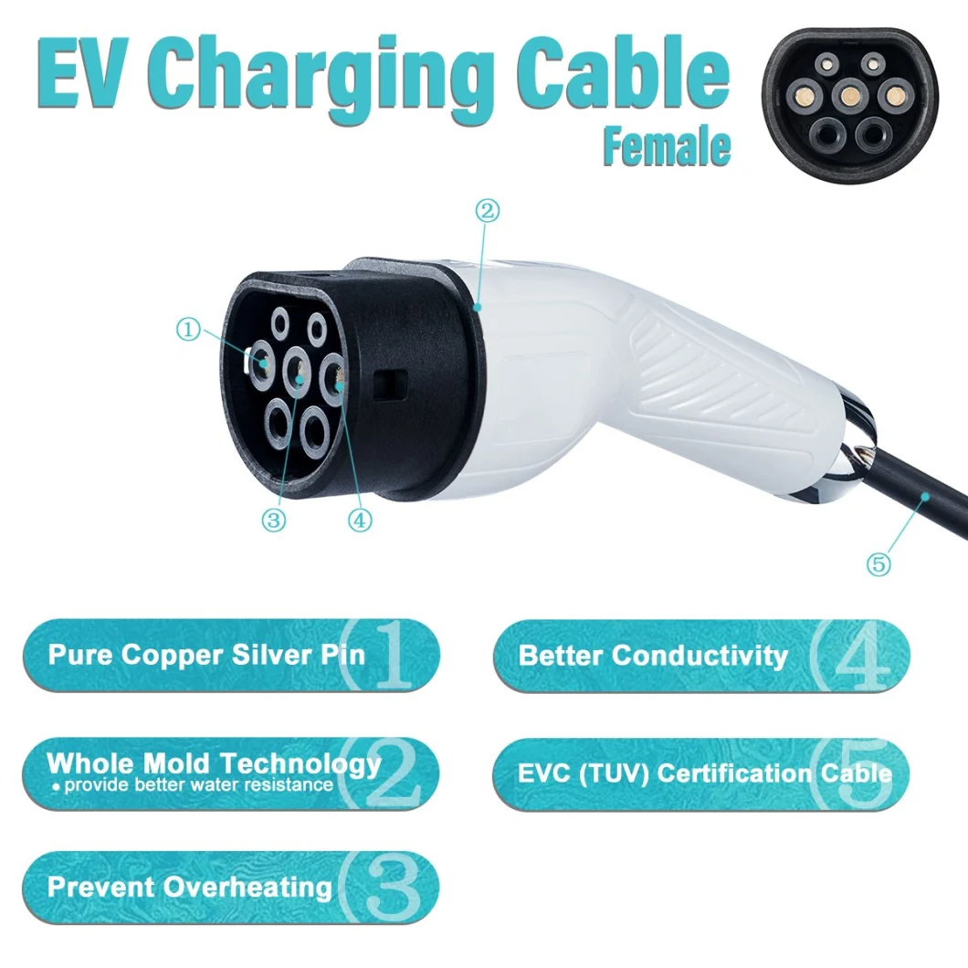 New Energy Charging Gun 16A Single Phase IEC62196 AC 220V EV Charger Gun Type2 EV Charging Gun